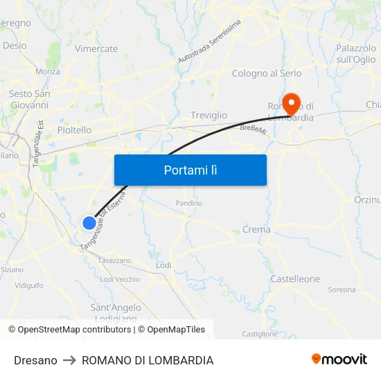 Dresano to ROMANO DI LOMBARDIA map