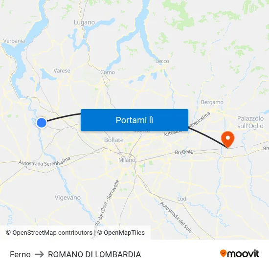 Ferno to ROMANO DI LOMBARDIA map