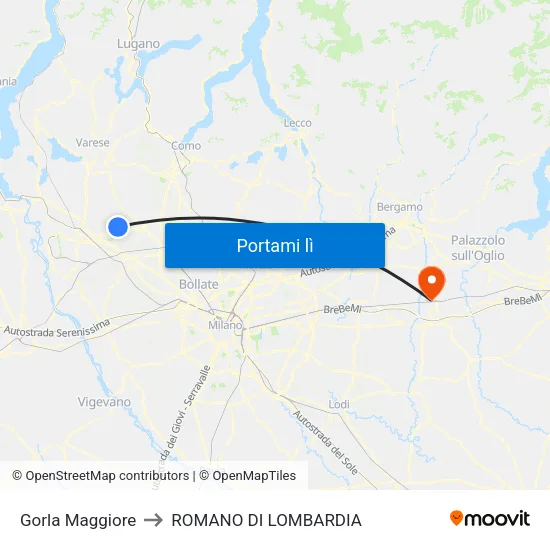 Gorla Maggiore to ROMANO DI LOMBARDIA map