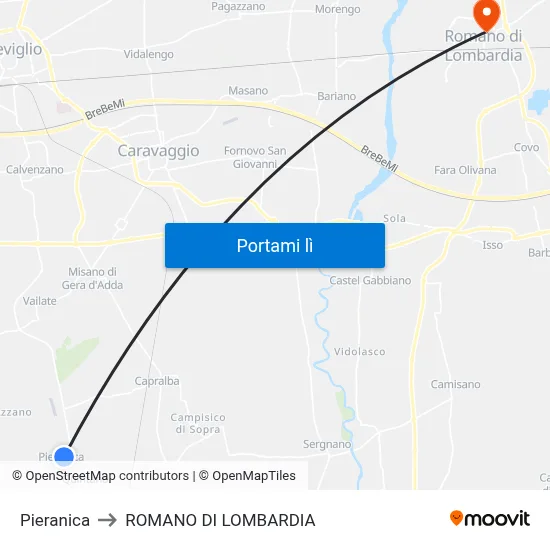Pieranica to ROMANO DI LOMBARDIA map