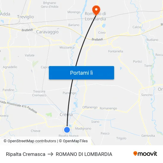 Ripalta Cremasca to ROMANO DI LOMBARDIA map