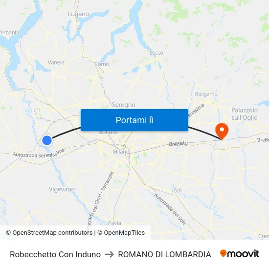 Robecchetto Con Induno to ROMANO DI LOMBARDIA map