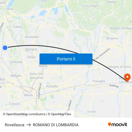 Rovellasca to ROMANO DI LOMBARDIA map