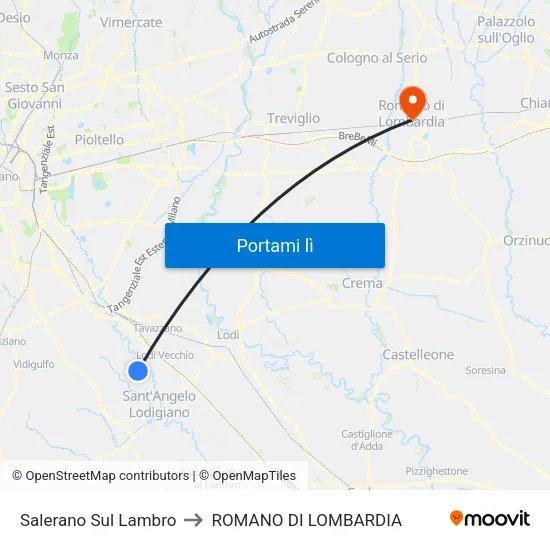 Salerano Sul Lambro to ROMANO DI LOMBARDIA map