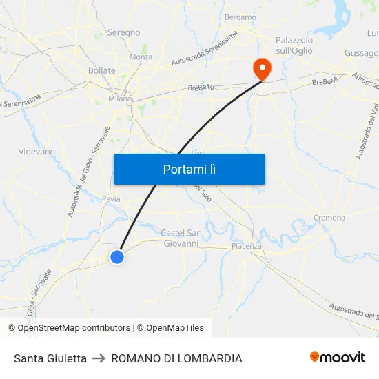 Santa Giuletta to ROMANO DI LOMBARDIA map