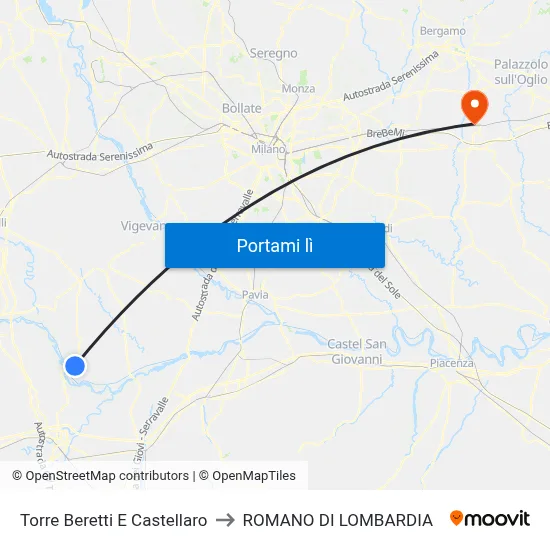 Torre Beretti E Castellaro to ROMANO DI LOMBARDIA map