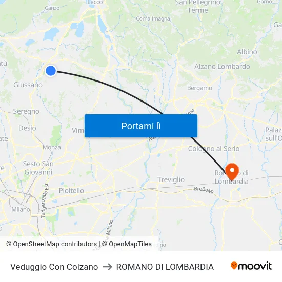 Veduggio Con Colzano to ROMANO DI LOMBARDIA map