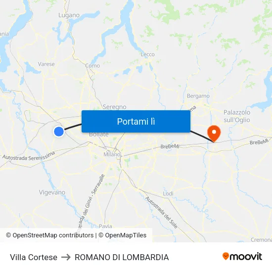 Villa Cortese to ROMANO DI LOMBARDIA map