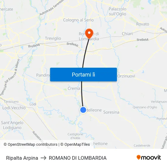 Ripalta Arpina to ROMANO DI LOMBARDIA map