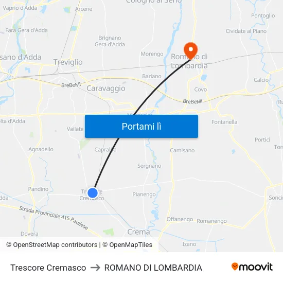 Trescore Cremasco to ROMANO DI LOMBARDIA map