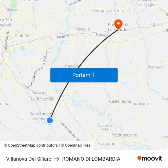 Villanova Del Sillaro to ROMANO DI LOMBARDIA map