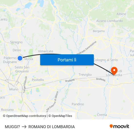MUGGI? to ROMANO DI LOMBARDIA map