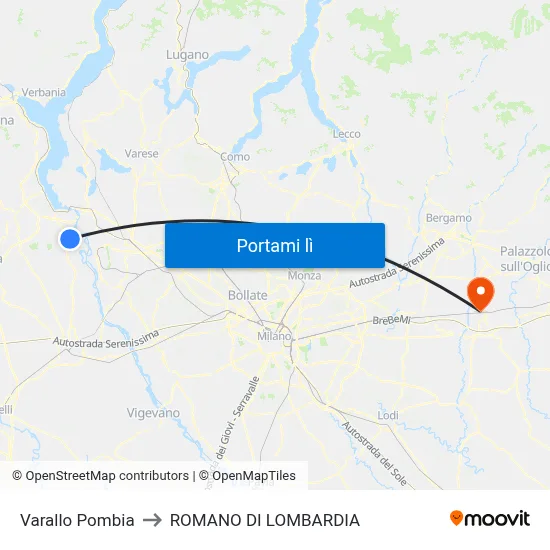 Varallo Pombia to ROMANO DI LOMBARDIA map