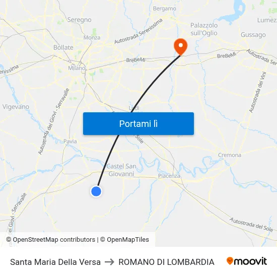 Santa Maria Della Versa to ROMANO DI LOMBARDIA map