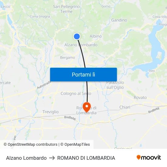 Alzano Lombardo to ROMANO DI LOMBARDIA map