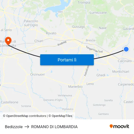 Bedizzole to ROMANO DI LOMBARDIA map