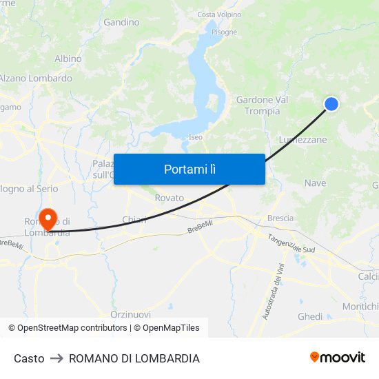 Casto to ROMANO DI LOMBARDIA map
