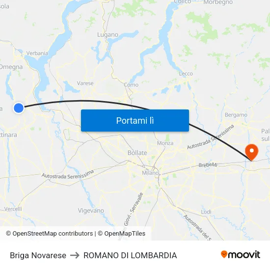 Briga Novarese to ROMANO DI LOMBARDIA map
