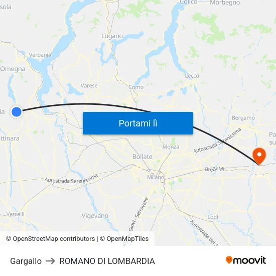 Gargallo to ROMANO DI LOMBARDIA map