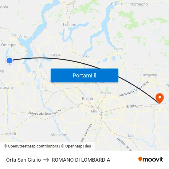 Orta San Giulio to ROMANO DI LOMBARDIA map