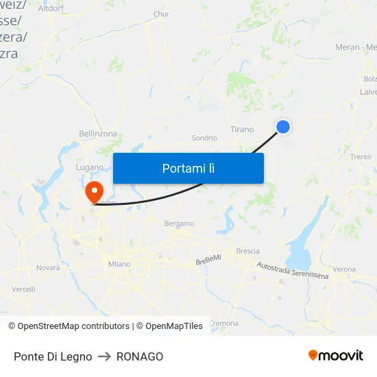 Ponte Di Legno to RONAGO map