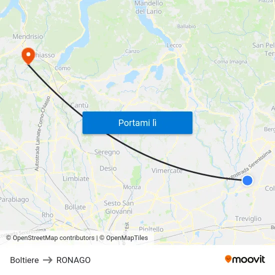 Boltiere to RONAGO map