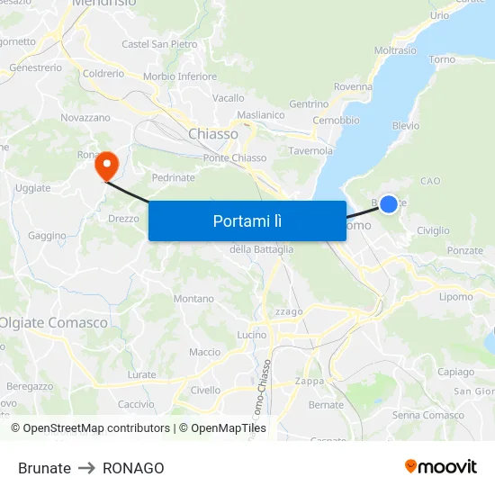 Brunate to RONAGO map