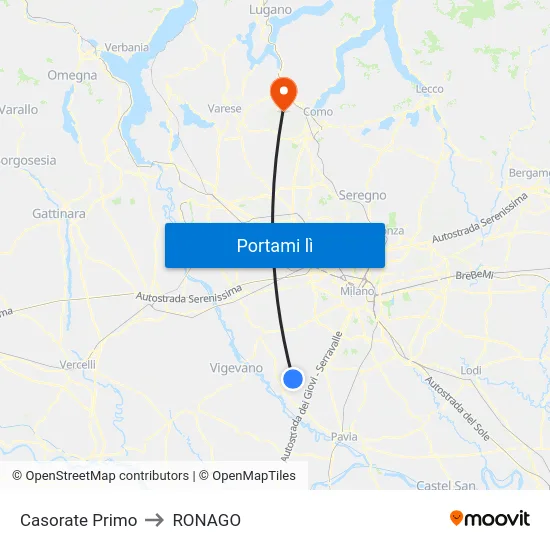 Casorate Primo to RONAGO map