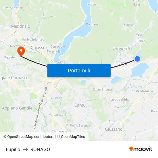Eupilio to RONAGO map