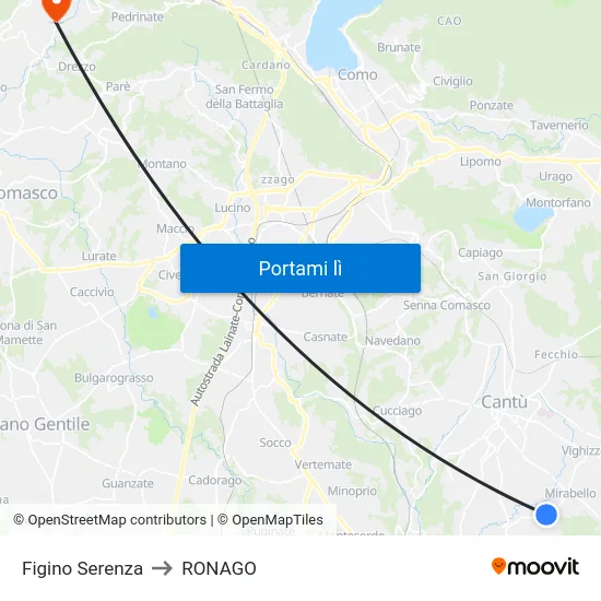 Figino Serenza to RONAGO map