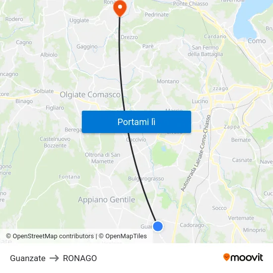 Guanzate to RONAGO map