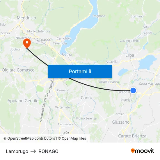 Lambrugo to RONAGO map