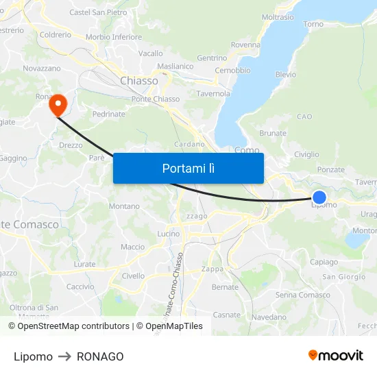 Lipomo to RONAGO map