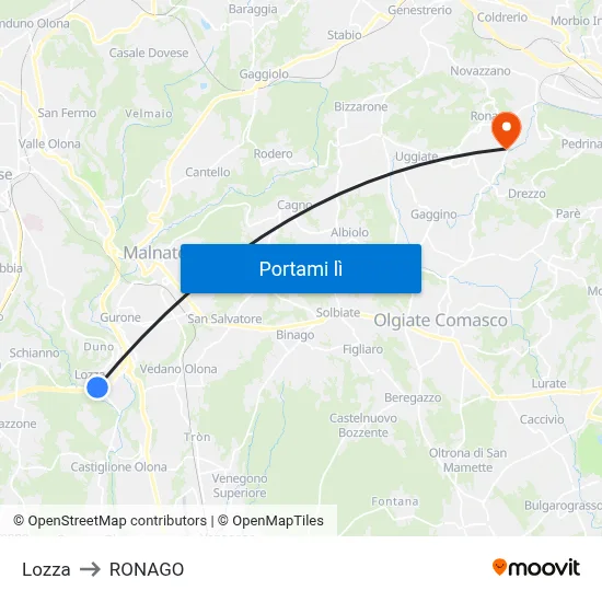 Lozza to RONAGO map