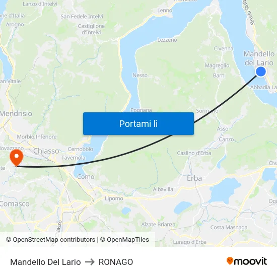 Mandello Del Lario to RONAGO map