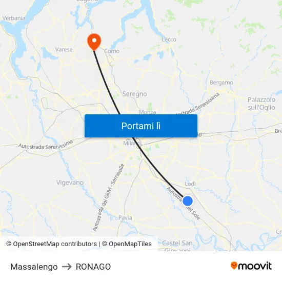 Massalengo to RONAGO map
