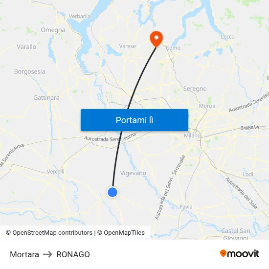 Mortara to RONAGO map