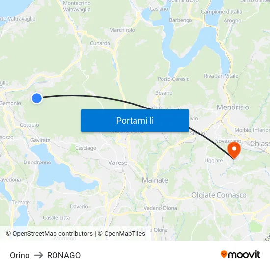 Orino to RONAGO map