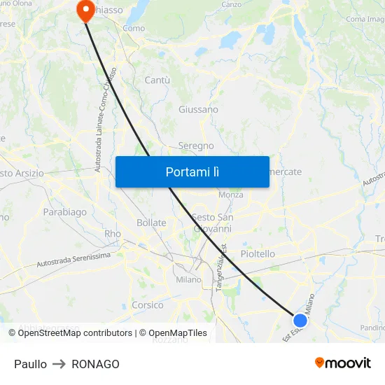 Paullo to RONAGO map