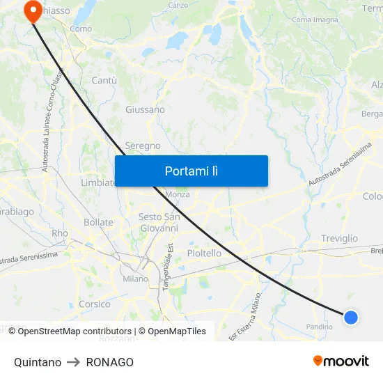 Quintano to RONAGO map