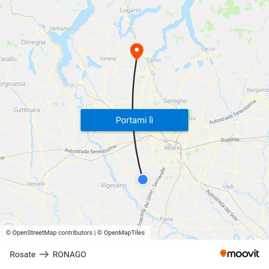 Rosate to RONAGO map