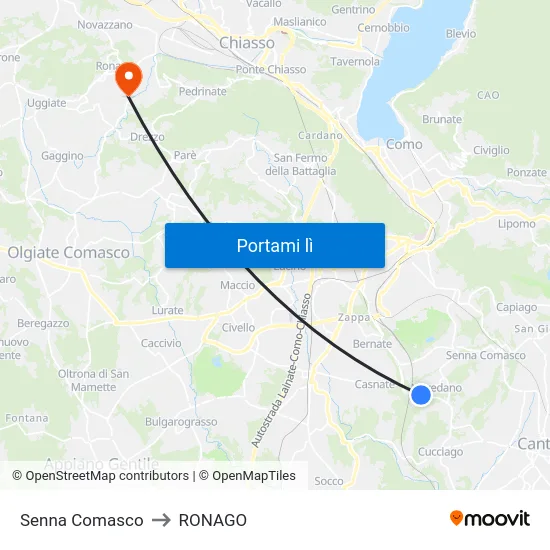 Senna Comasco to RONAGO map