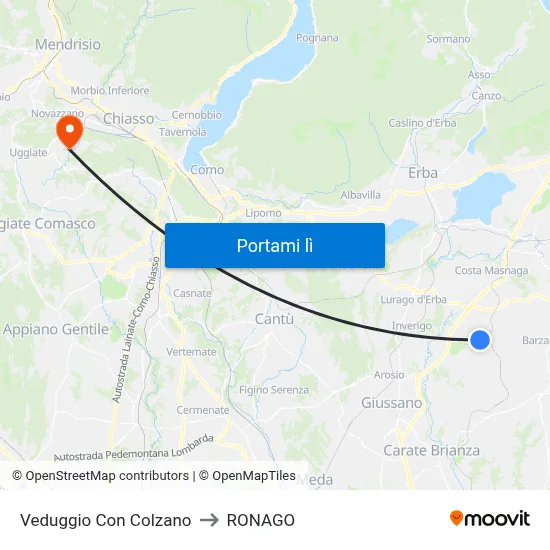 Veduggio Con Colzano to RONAGO map