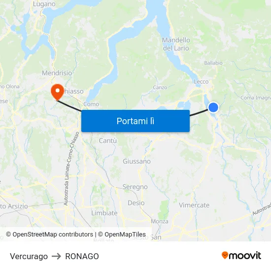 Vercurago to RONAGO map
