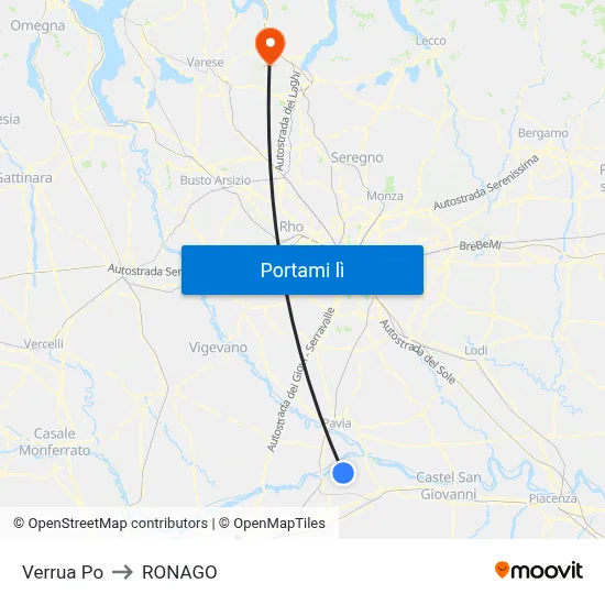Verrua Po to RONAGO map