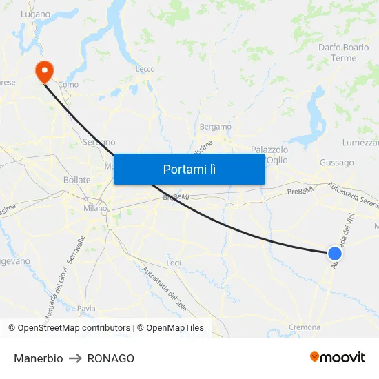 Manerbio to RONAGO map