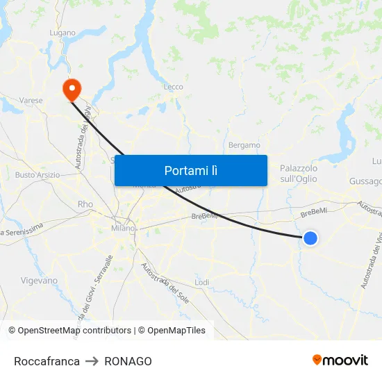 Roccafranca to RONAGO map