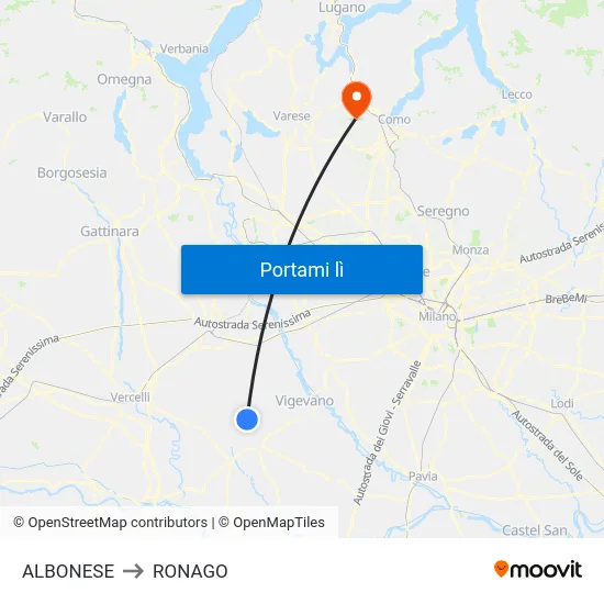 ALBONESE to RONAGO map