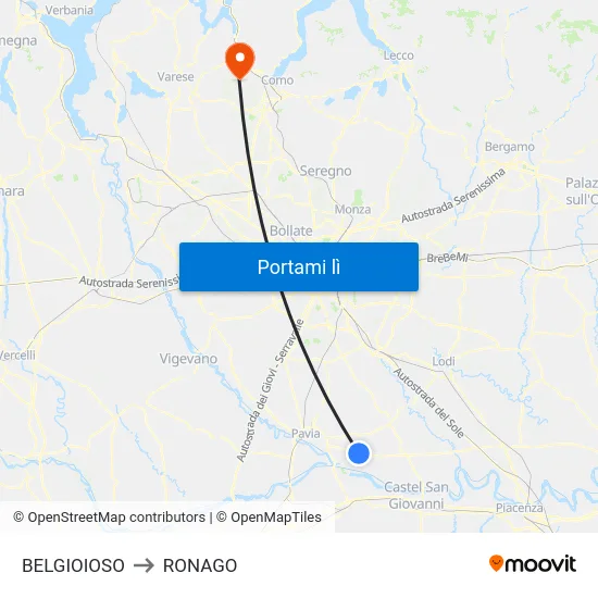BELGIOIOSO to RONAGO map