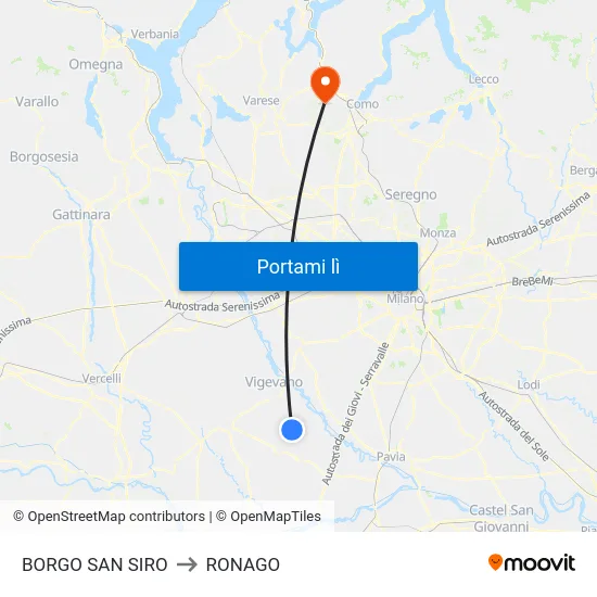 BORGO SAN SIRO to RONAGO map